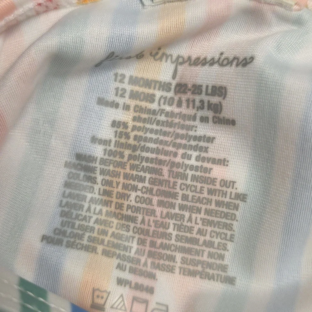 First Impressions‎ Multicolor Striped Kids Swim One Piece